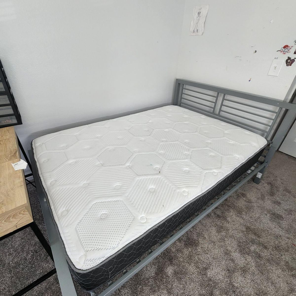Metal Bed Frame with almost new Mattress