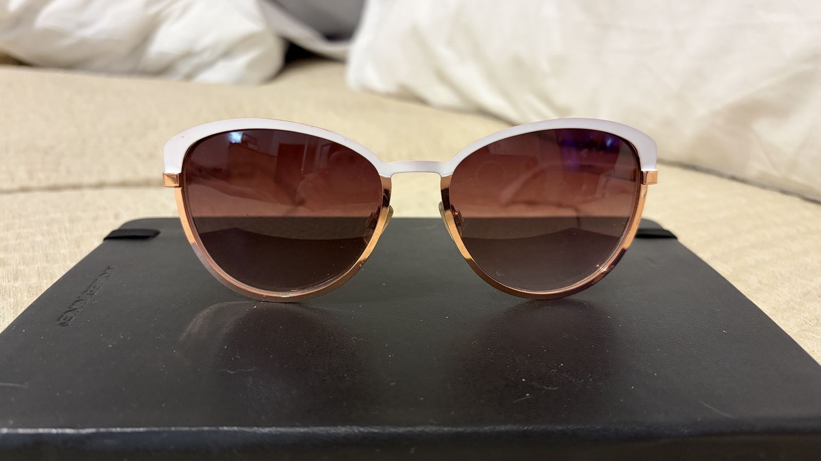 Jessica Simpson White and Rose Gold Cat-Eye Sunglasses