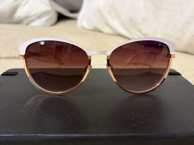 Jessica Simpson White and Rose Gold Cat-Eye Sunglasses