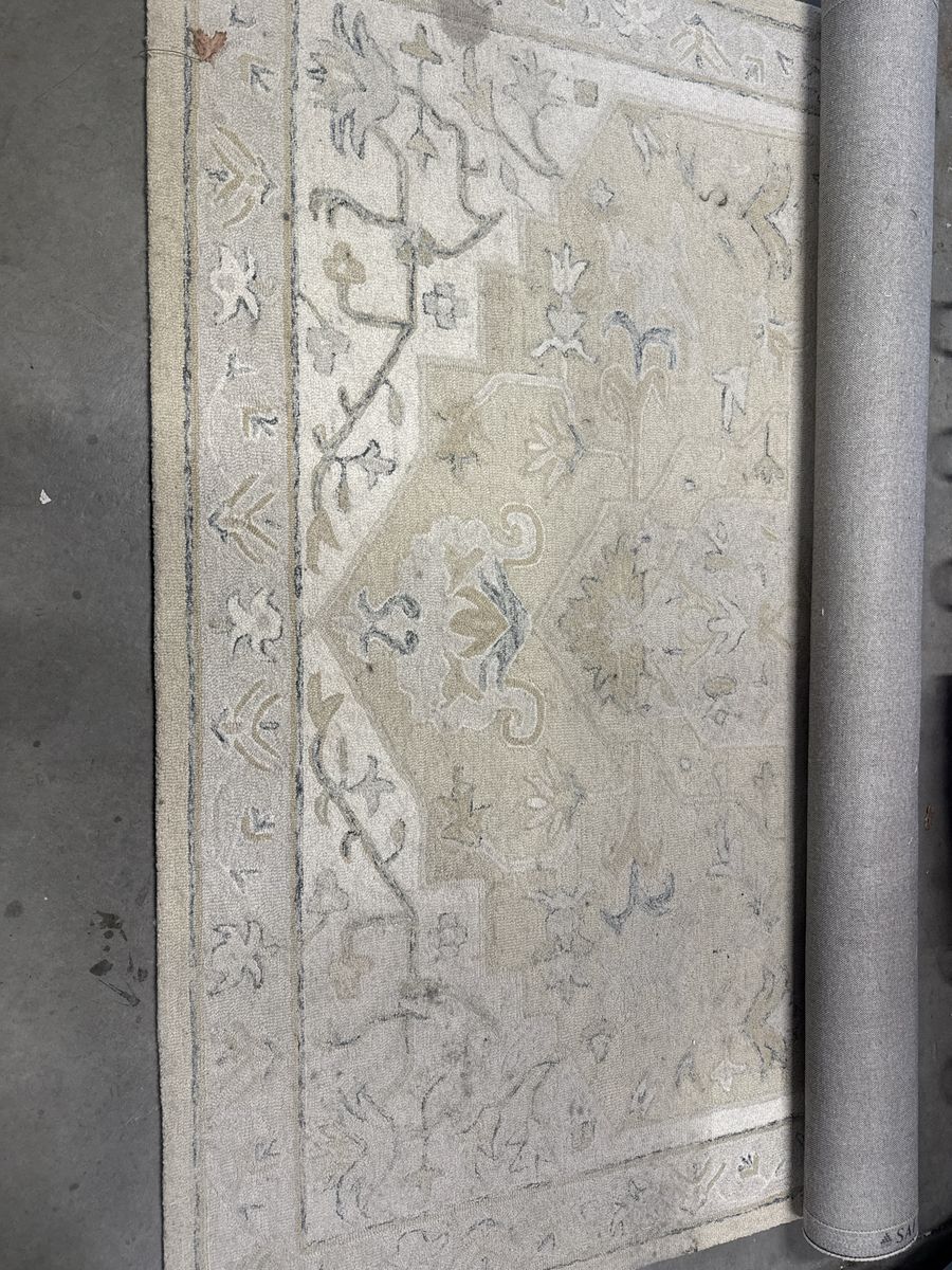 7x12 wool rug Traditional Floral Area Rug Beige and Gray Pattern