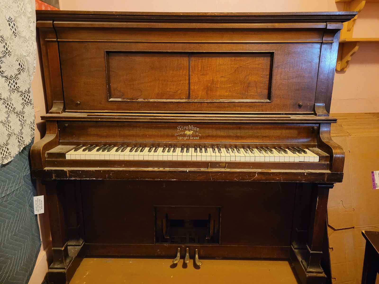 Strohber upright grand player piano