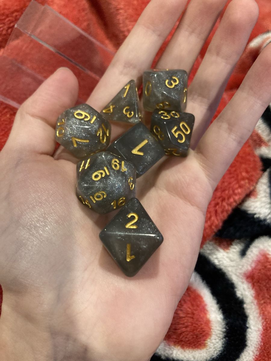 Sparkly Grey D&D Dice Set