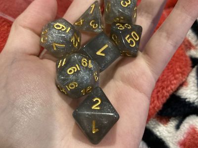 Sparkly Grey D&D Dice Set