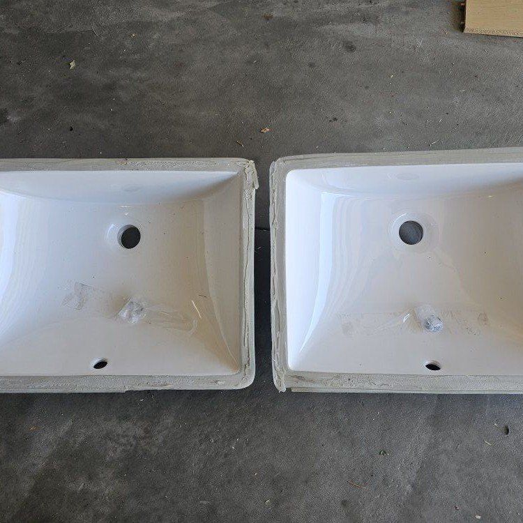 White Undermount Rectangle Sinks 20" x 14 13/16" (2 available)