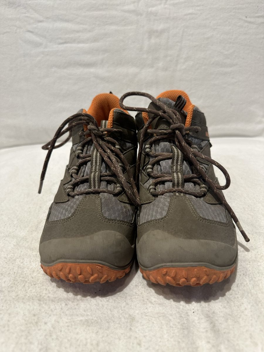 Merrell youth size 2 light brownish gray with orange trim WP hiking boots