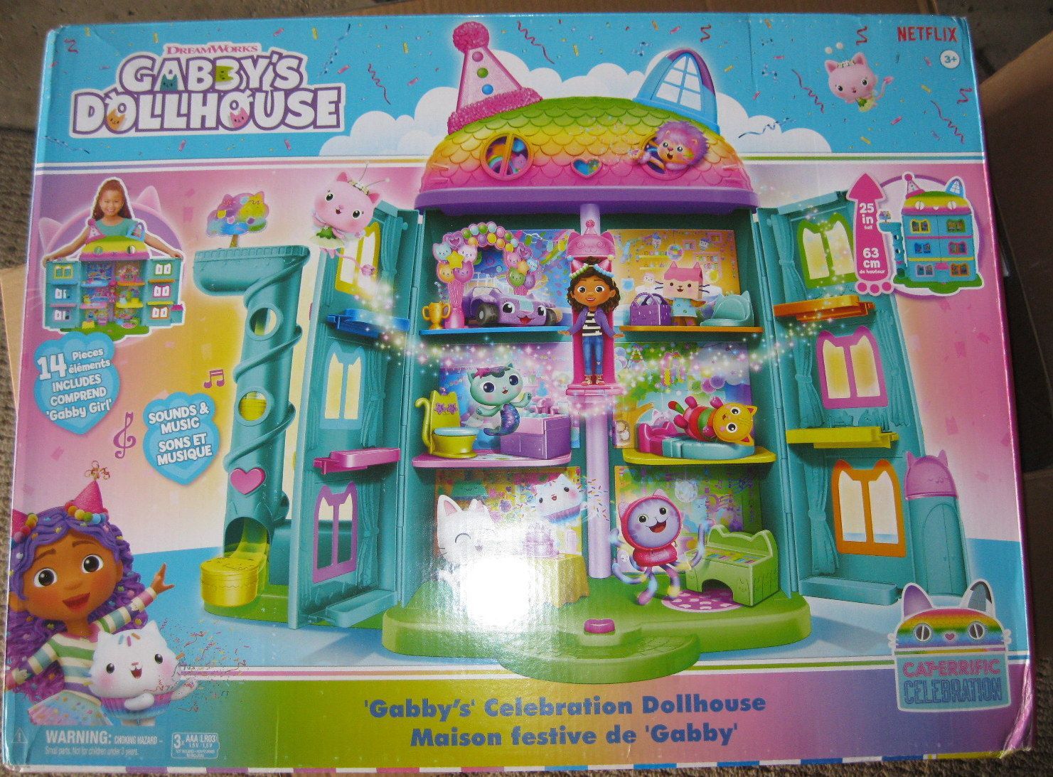 New DreamWorks Gabby's Celebration Dollhouse Deluxe Playsets Girl Sounds Music