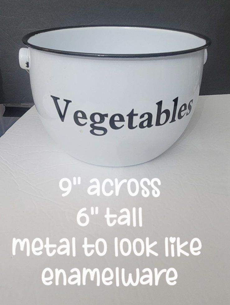 Metal Enamelware Style Vegetable Bowl