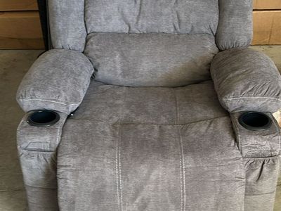 Gray Recliner Chair with Cup Holders