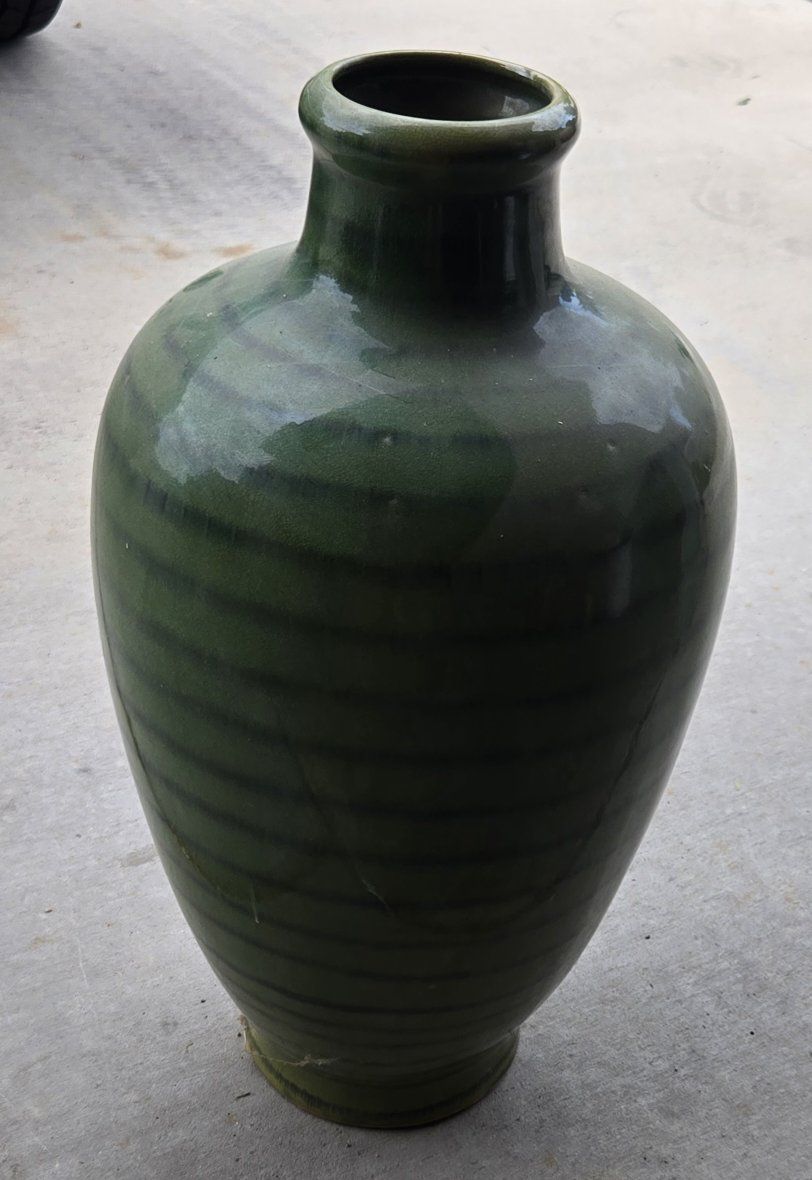 Global Home Decorative Vase, Tasia, Green Ceramic, 20.125" Tall, Hand Wash Only