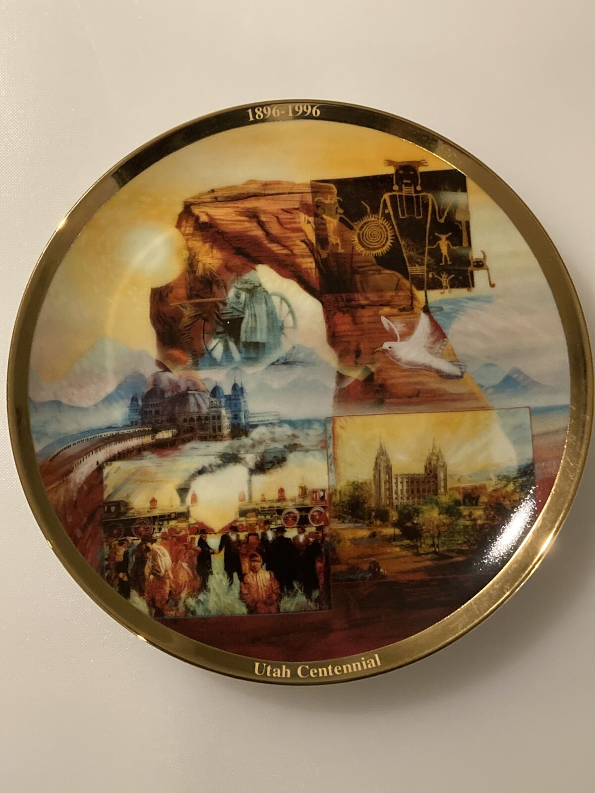Vintage Portraits of Utah Porcelain Collectors Plate-1896-1996 UTAH CENTENNIAL