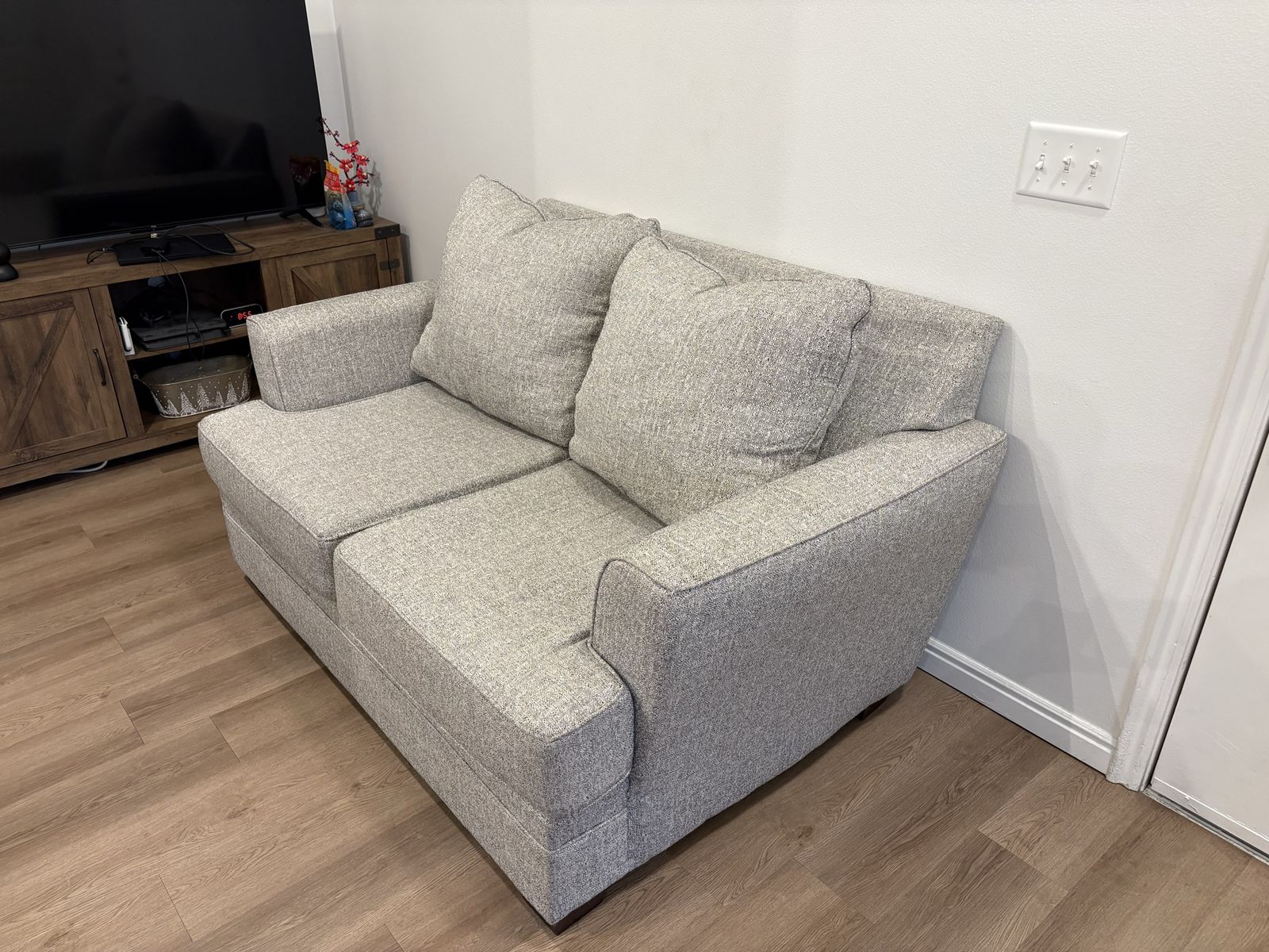 Grey Fabric Loveseat