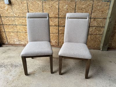 Modern Upholstered Dining Chairs (2) – Neutral Beige Fabric (NEW)