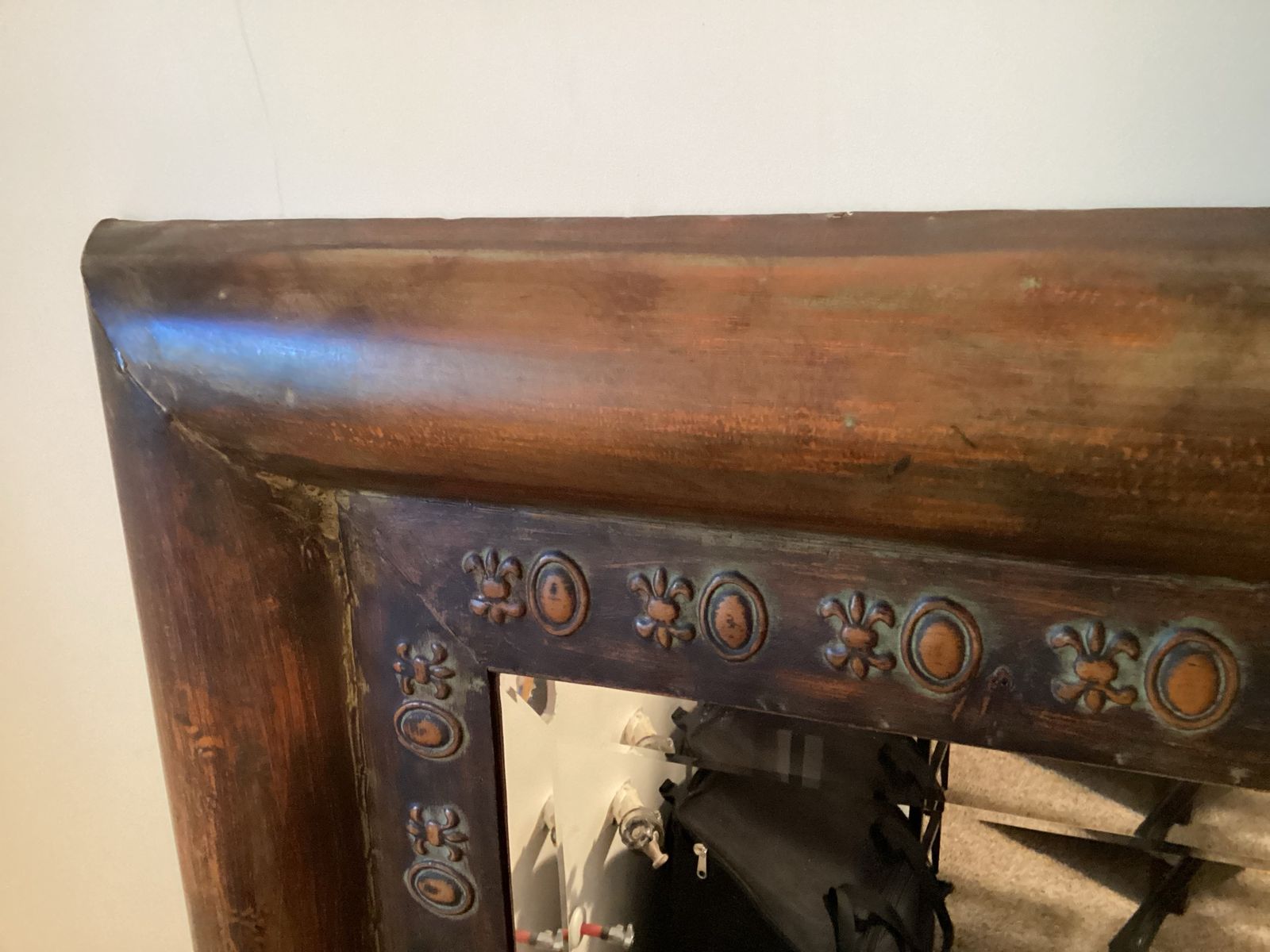 Large beveled-edge metal mirror