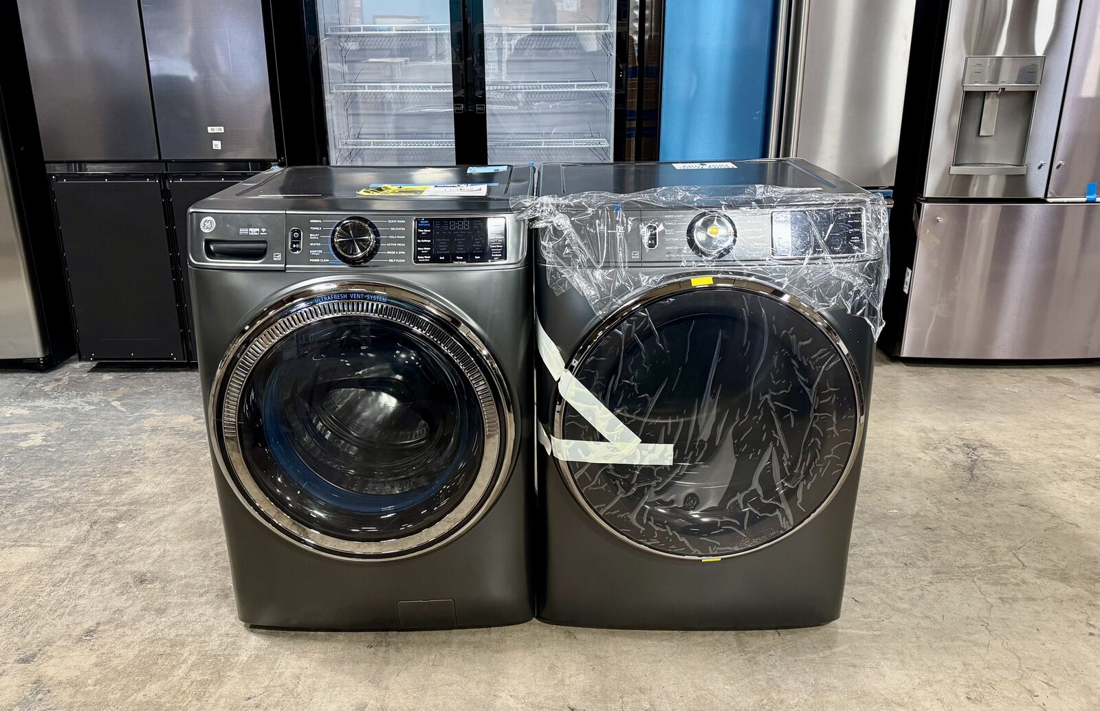 NEW GE FRONT LOAD WASHER AND DRYER SET