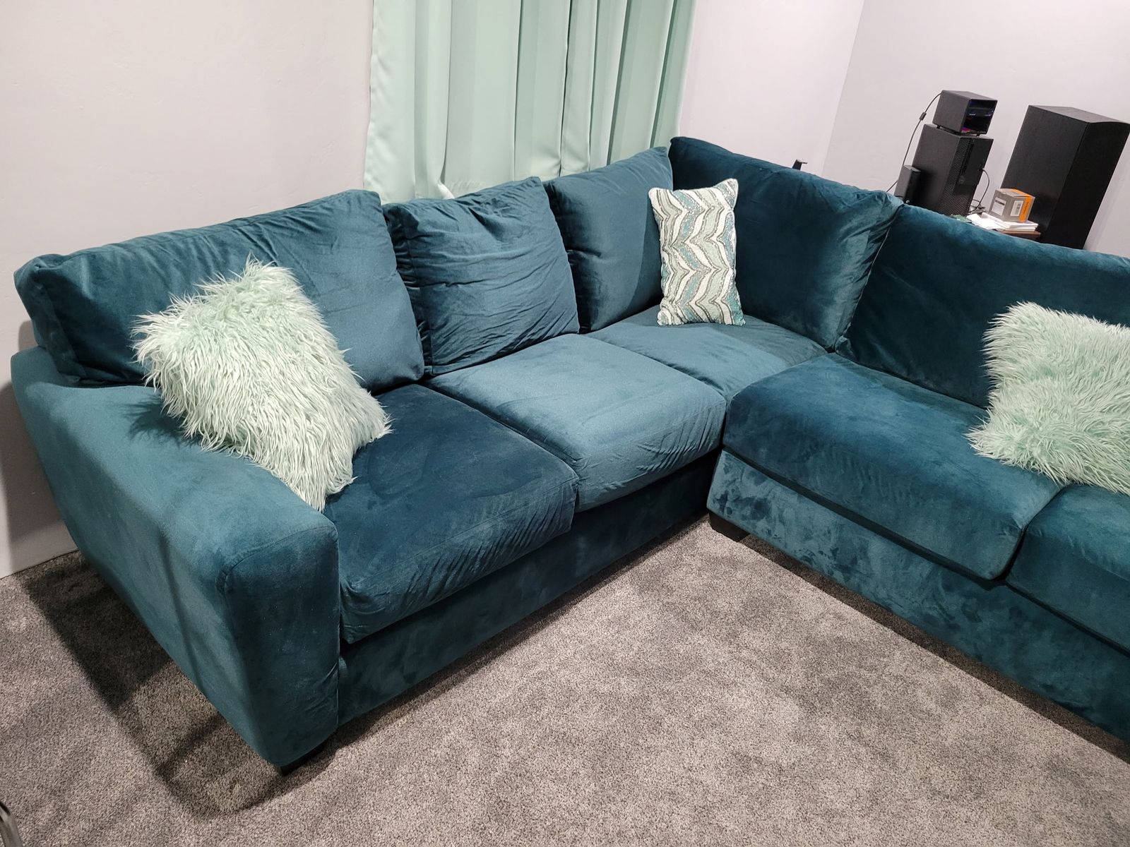 Velvet green sectional couch