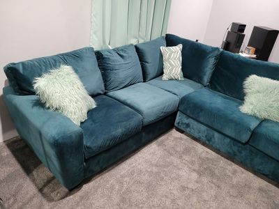 Velvet green sectional couch