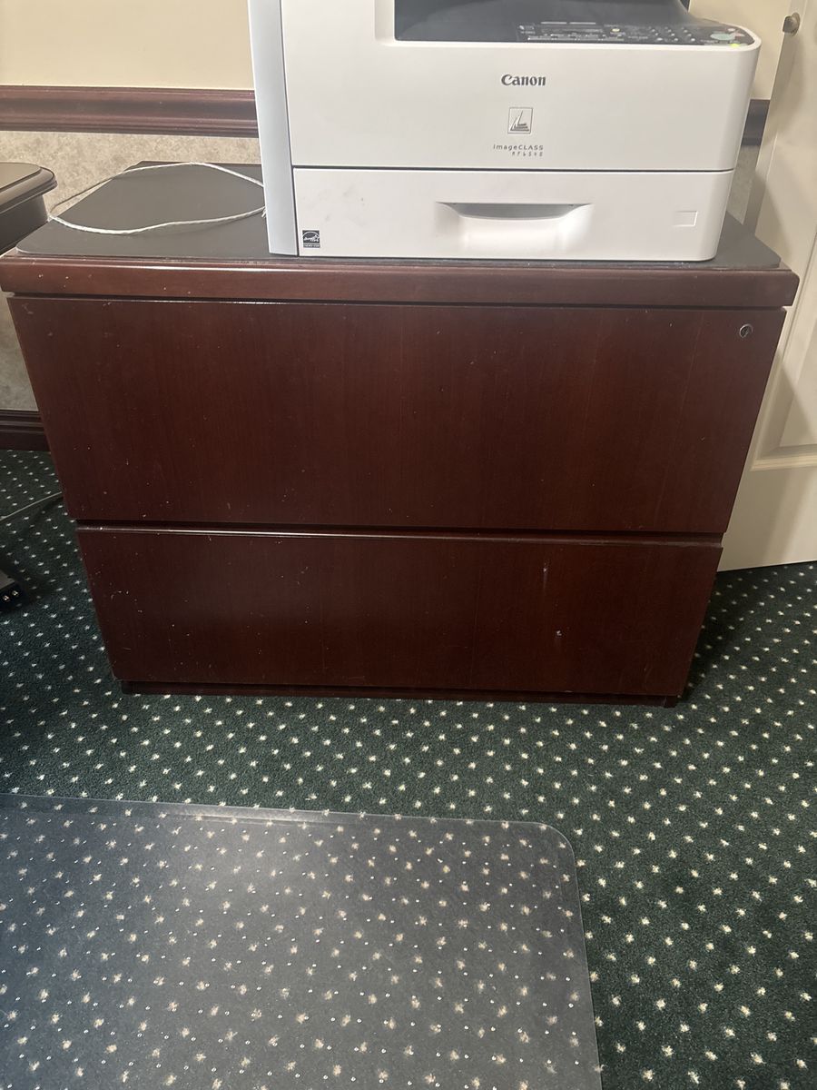 Dark Wood 2-Drawer Filing Cabinet for Office or Home - Excellent Condition