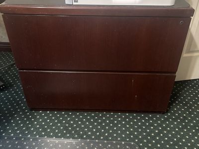 Dark Wood 2-Drawer Filing Cabinet for Office or Home - Excellent Condition