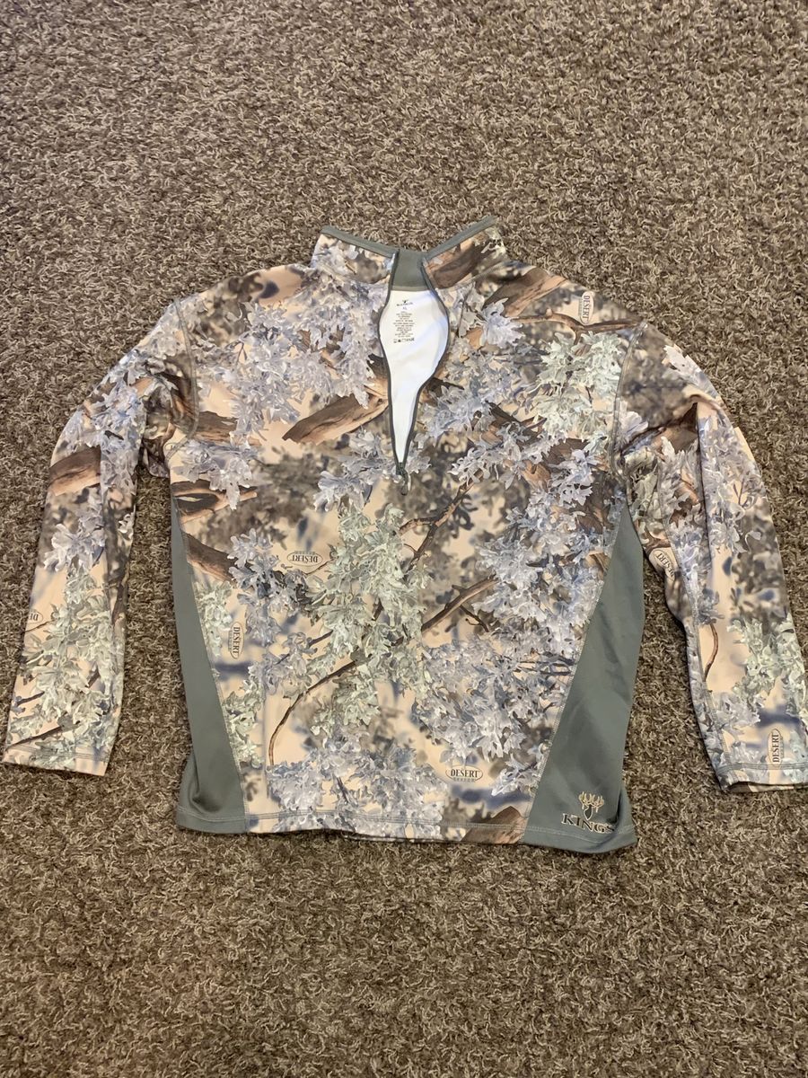 King's Camo Desert Shadow Long Sleeve 1/4 Zip Shirt Size XL