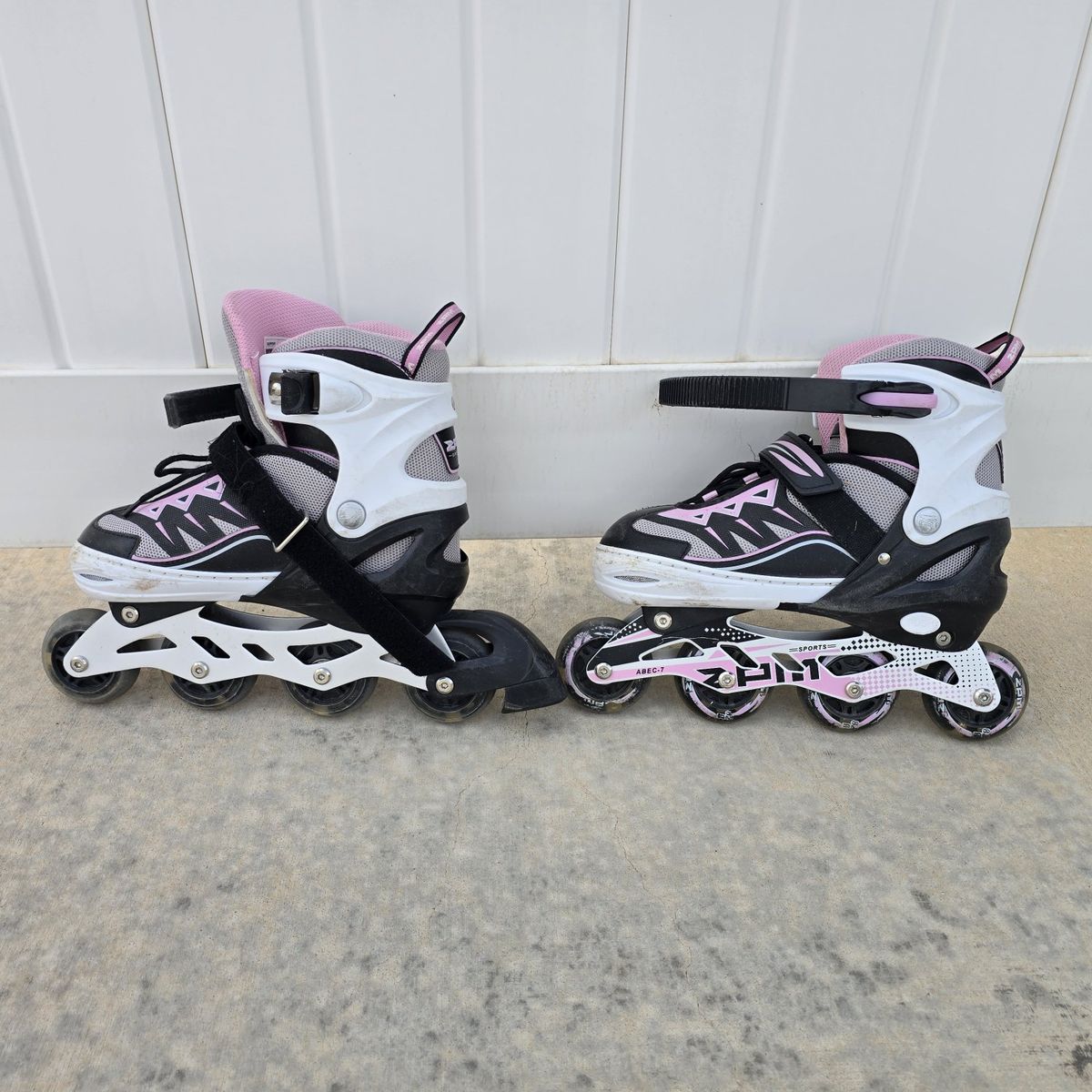 2PM Adjustable Inline Skates Pink White & Black, Youth Size Large 3Y-6Y