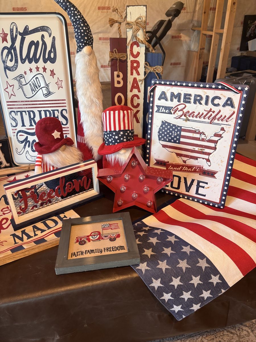 Patriotic 4th of July Decor Bundle Signs Gnomes Stars USA