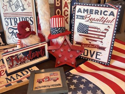 Patriotic 4th of July Decor Bundle Signs Gnomes Stars USA