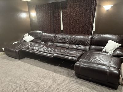Brown Leather Reclining Sectional – Home Theater / Family Sectional