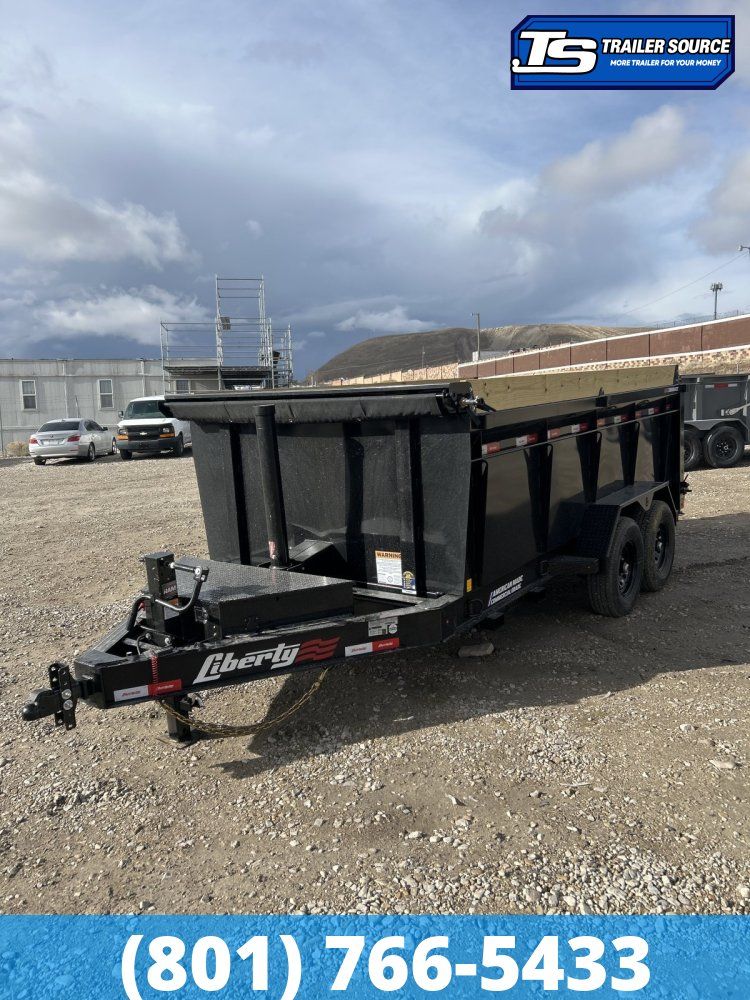 7x14 Liberty LD Dump Trailer - 44" Sides - 15.4K GVWR - 7 Gauge Floor, Board Brackets, Fork Holders, Telescopic