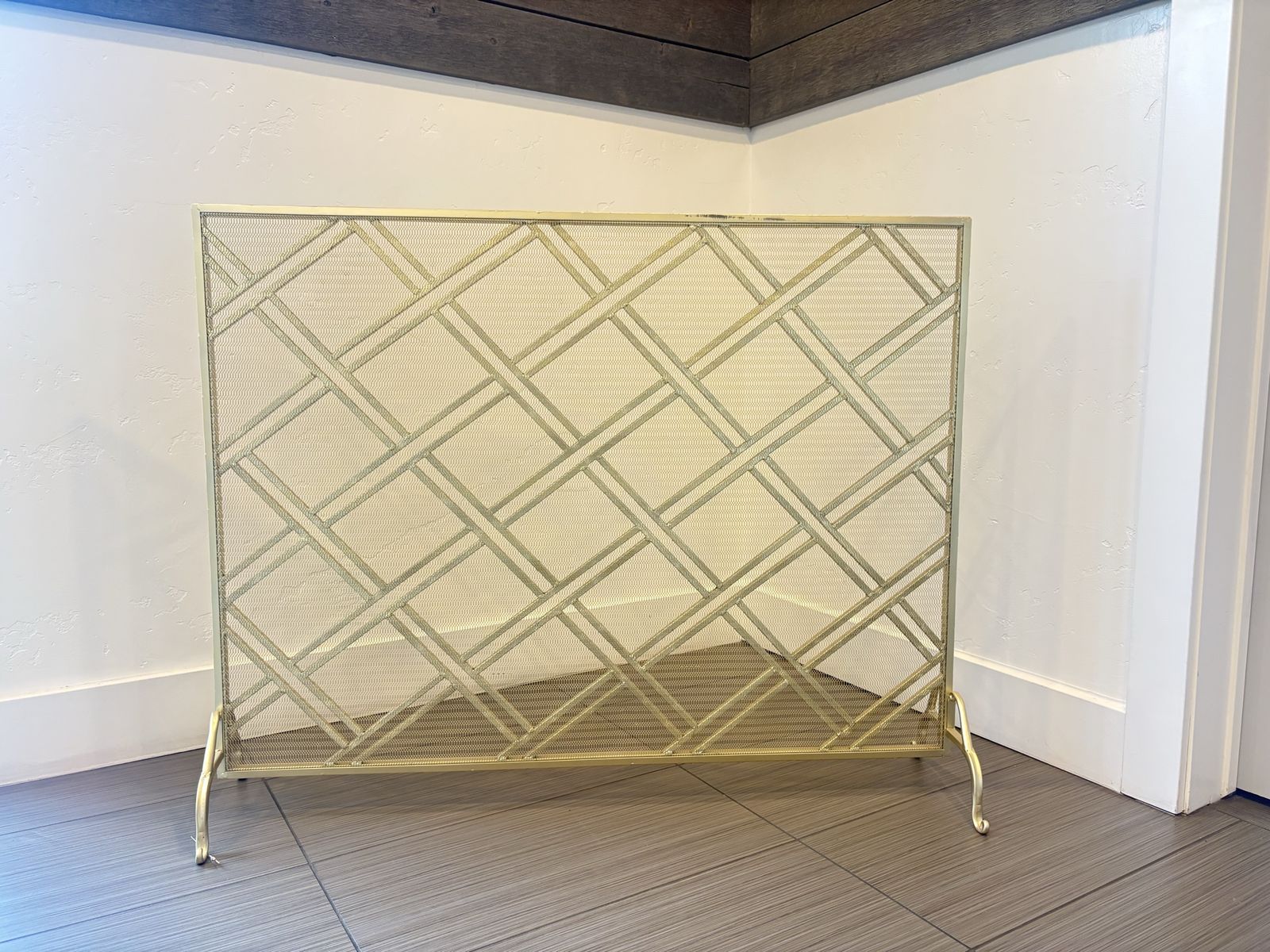 Gold Metal Fireplace Screen 