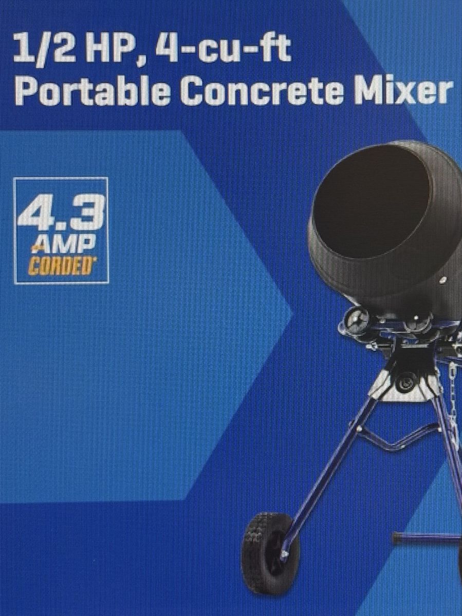 4 CF Kobalt cement mixer (1/2HP)