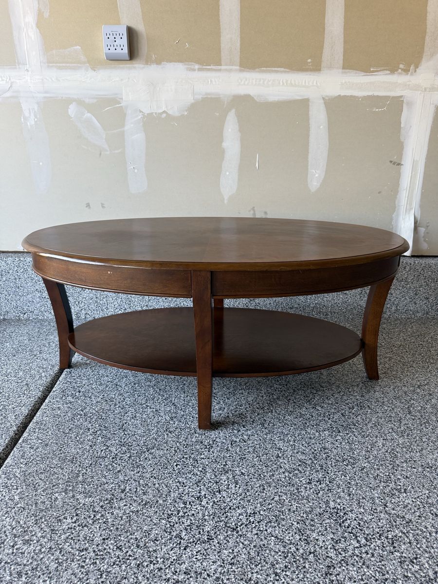 Brown oval coffee table