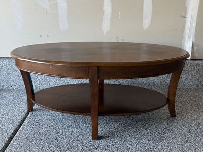 Brown oval coffee table