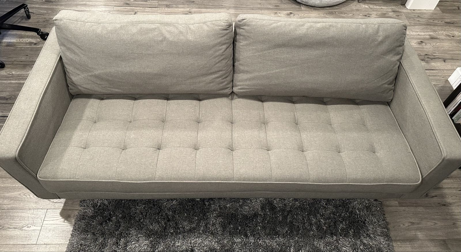 Gray Tufted Fabric Sofa