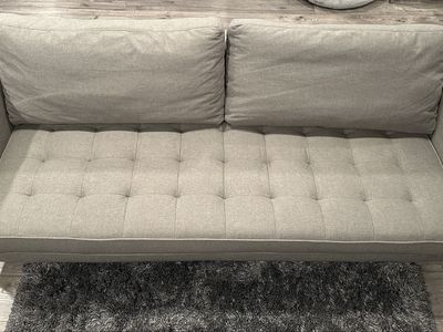 Gray Tufted Fabric Sofa