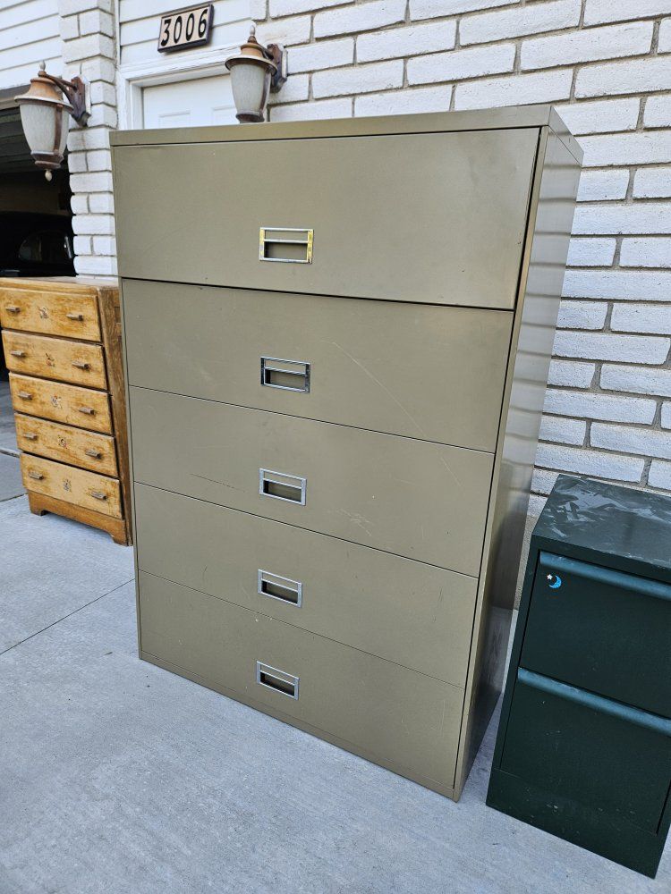Metal Filing Cabinet - 5-Drawer, Industrial Office Storage. Estate Sale
