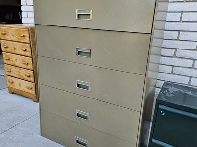 Metal Filing Cabinet - 5-Drawer, Industrial Office Storage. Estate Sale