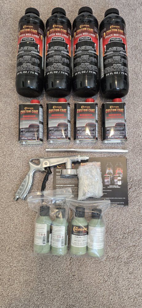 Custom Coat Tintable 2K Urethane Truck Bed Liner Kit with Gun & Hardener - Gray Green