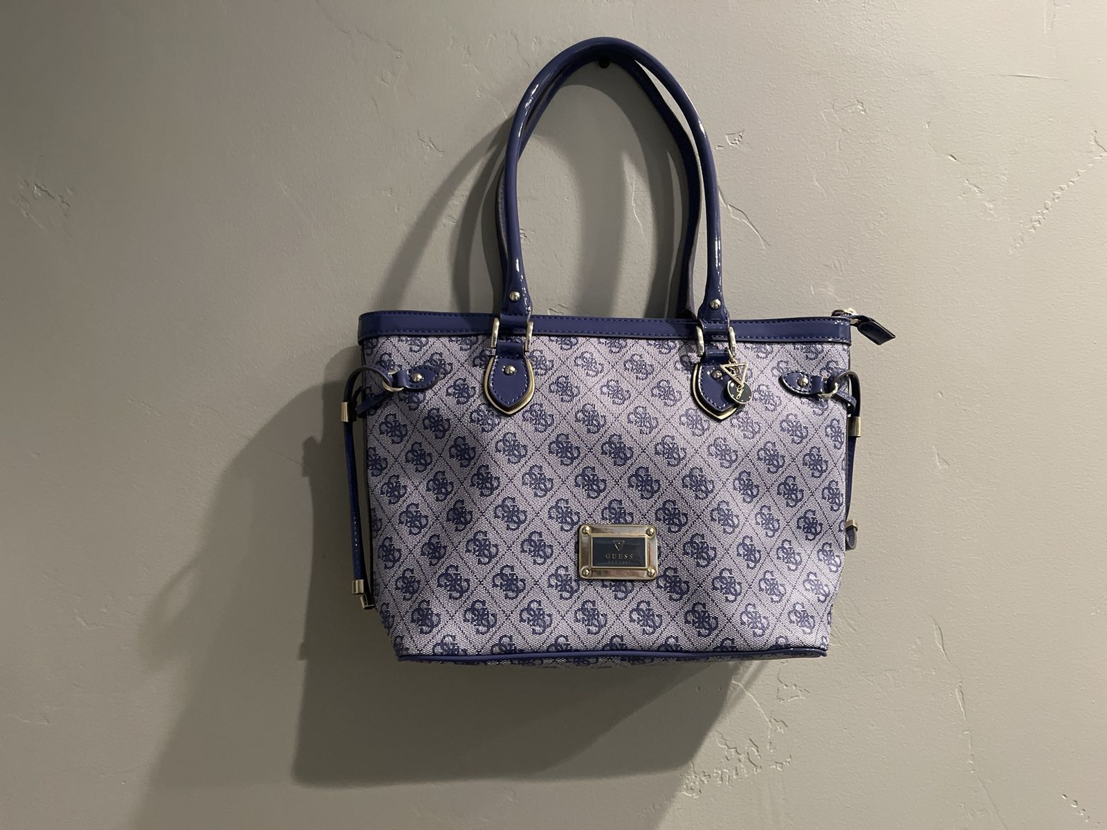Guess Signature Monogrammed Tote Bag with Trim, Blue