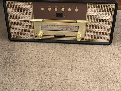 Crosley CR7018A-MA Turntable with Built-in Speakers, Radio, and Aux-in, Dark Mahogany Wood Finish