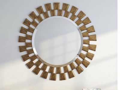 Ornate Gold Sunburst Wall Mirror - Decorative Round Art Piece for Home Decor
