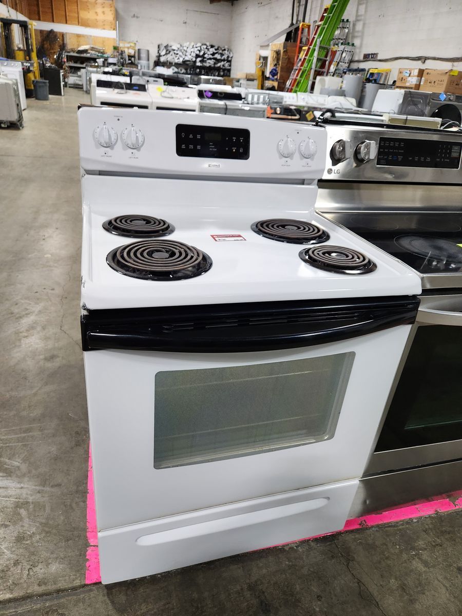 Kenmore White Electric Range Stove with 4 Coil Burners and Oven