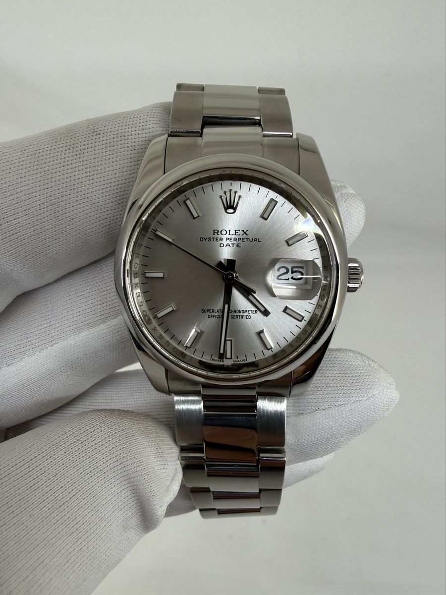 Rolex Oyster Perpetual Date 34mm Silver Dial 115200 (Z-Serial, 2006–2007) – Watch Only