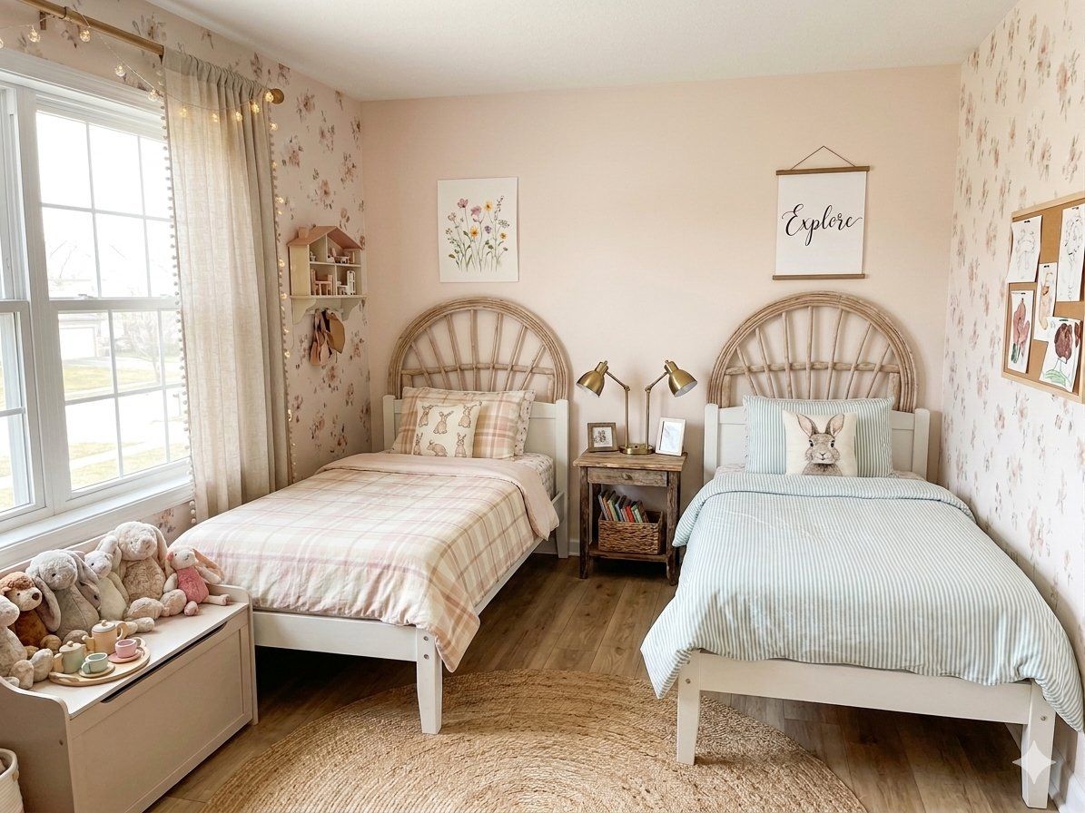Pair of Vintage Willow Twin Headboards | Backdrops