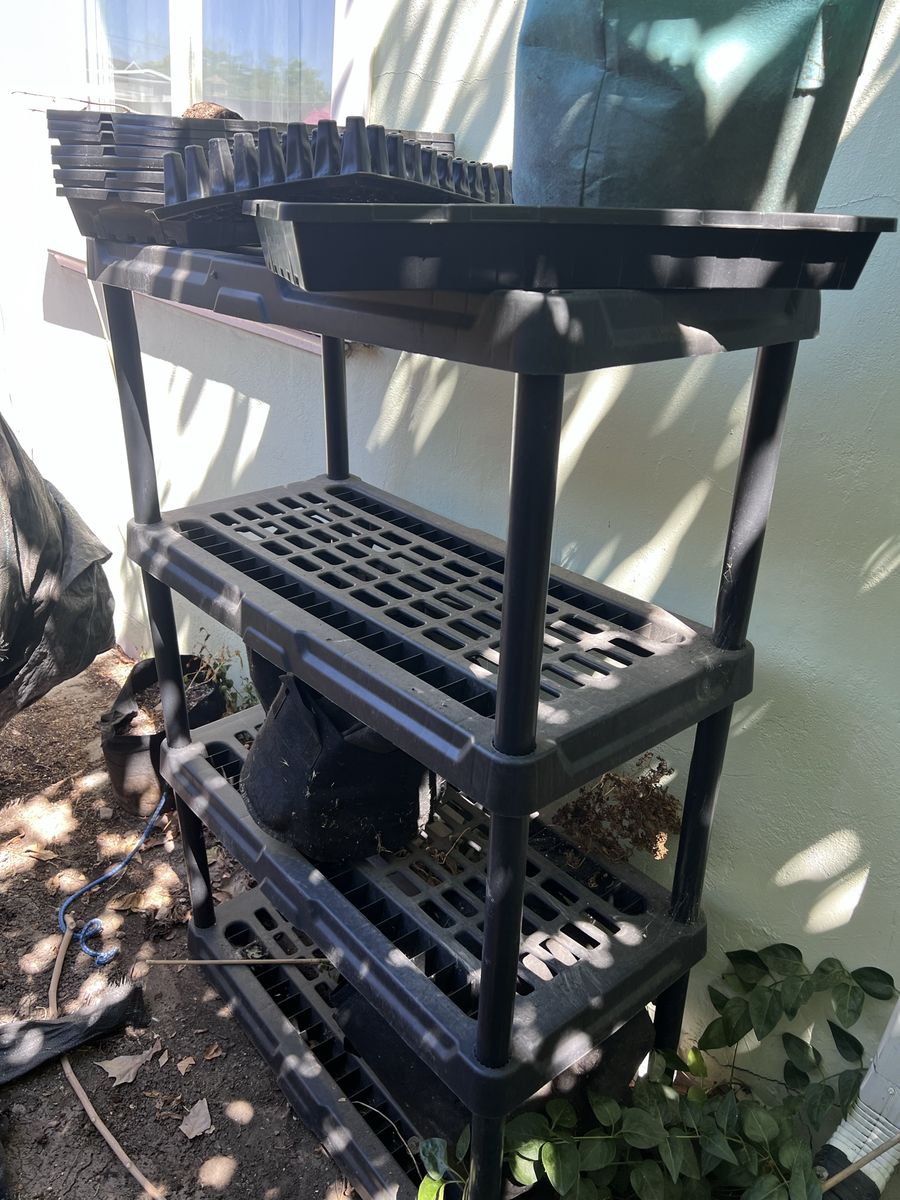 Durable Black 3-Tier Plastic Storage Shelf Unit - Perfect for Garage, Garden, or Patio