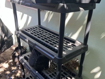 Durable Black 3-Tier Plastic Storage Shelf Unit - Perfect for Garage, Garden, or Patio