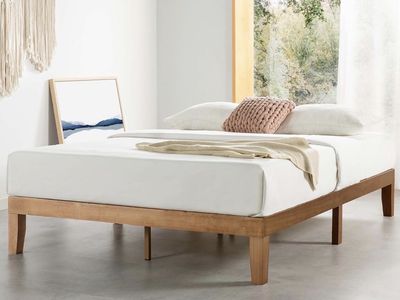 Minimalist Full Size Wood Platform Bed Frame with Headboard, Modern Mattress Foundation, No Box Spring Needed