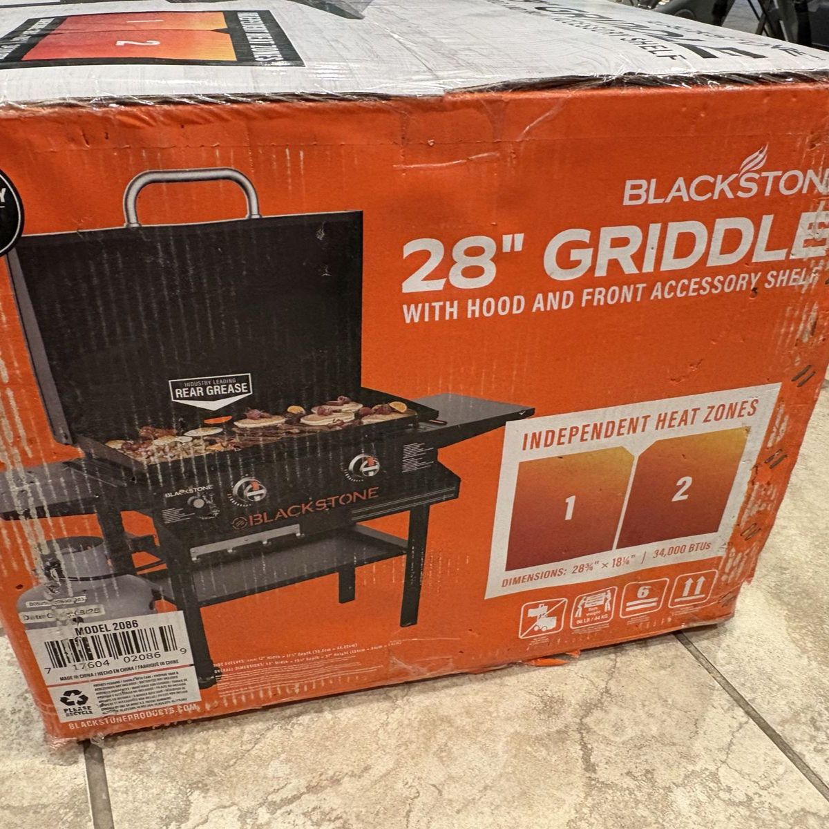 BLACKSTONE 1883 Original 28" Griddle with Integrated Hood & Side Shelves, Powder Coated Steel, Black