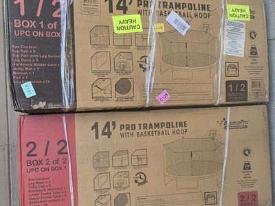 Bounce Pro 14' Pro Trampoline with Basketball Hoop - New in Box (2/2 Boxes)