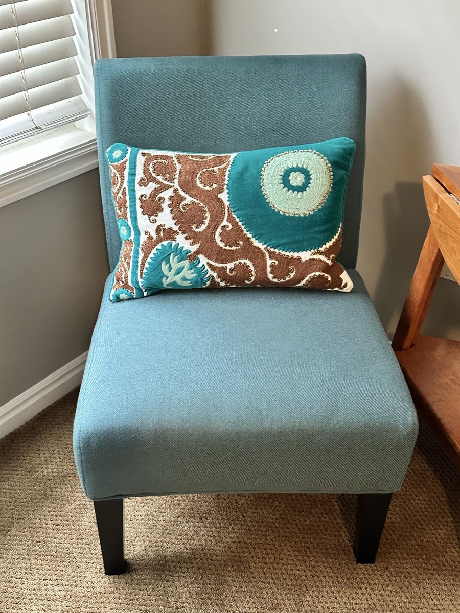 Turquoise slipper chair