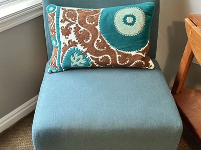 Turquoise slipper chair